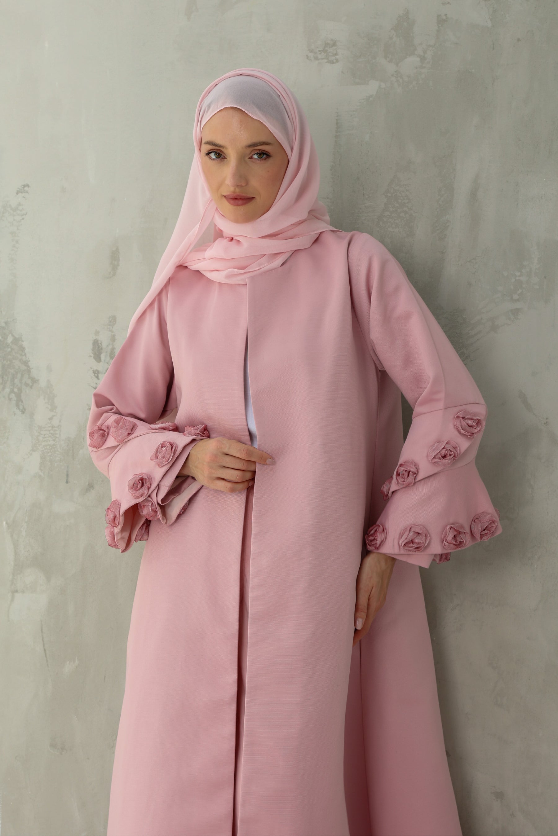 Al-Taif Spiral Sleeve Floral Abaya