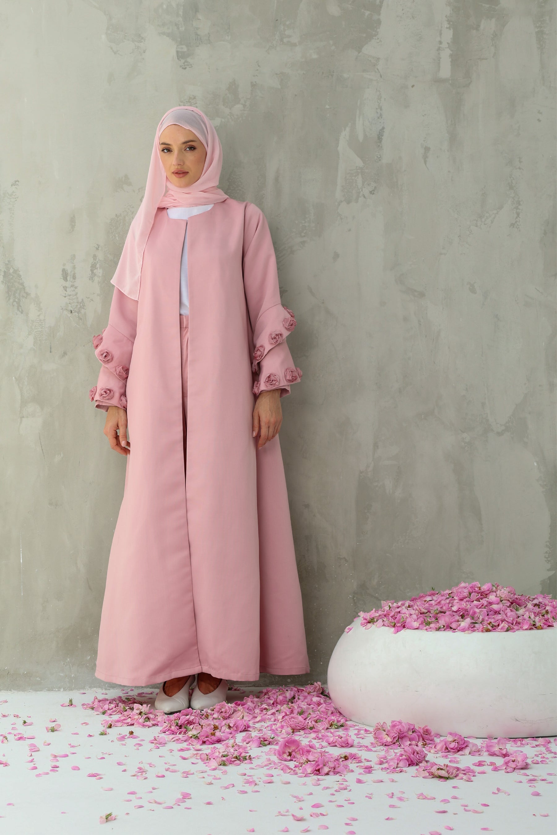 Al-Taif Spiral Sleeve Floral Abaya