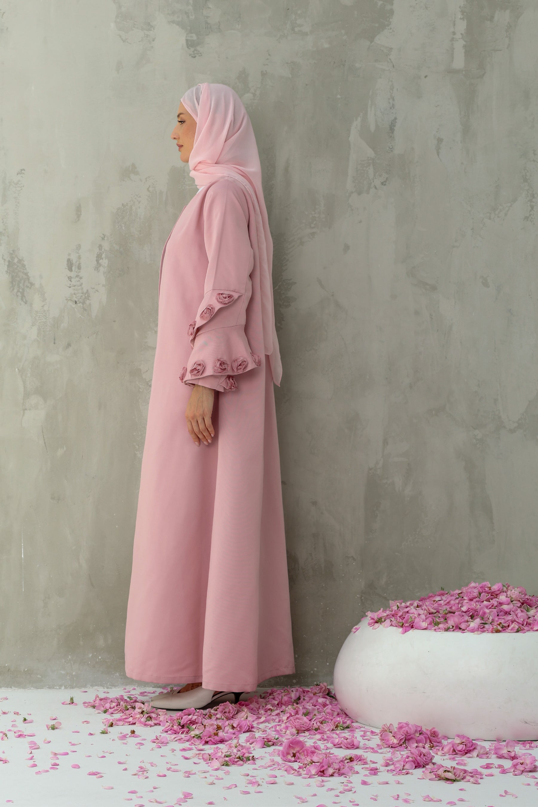Al-Taif Spiral Sleeve Floral Abaya