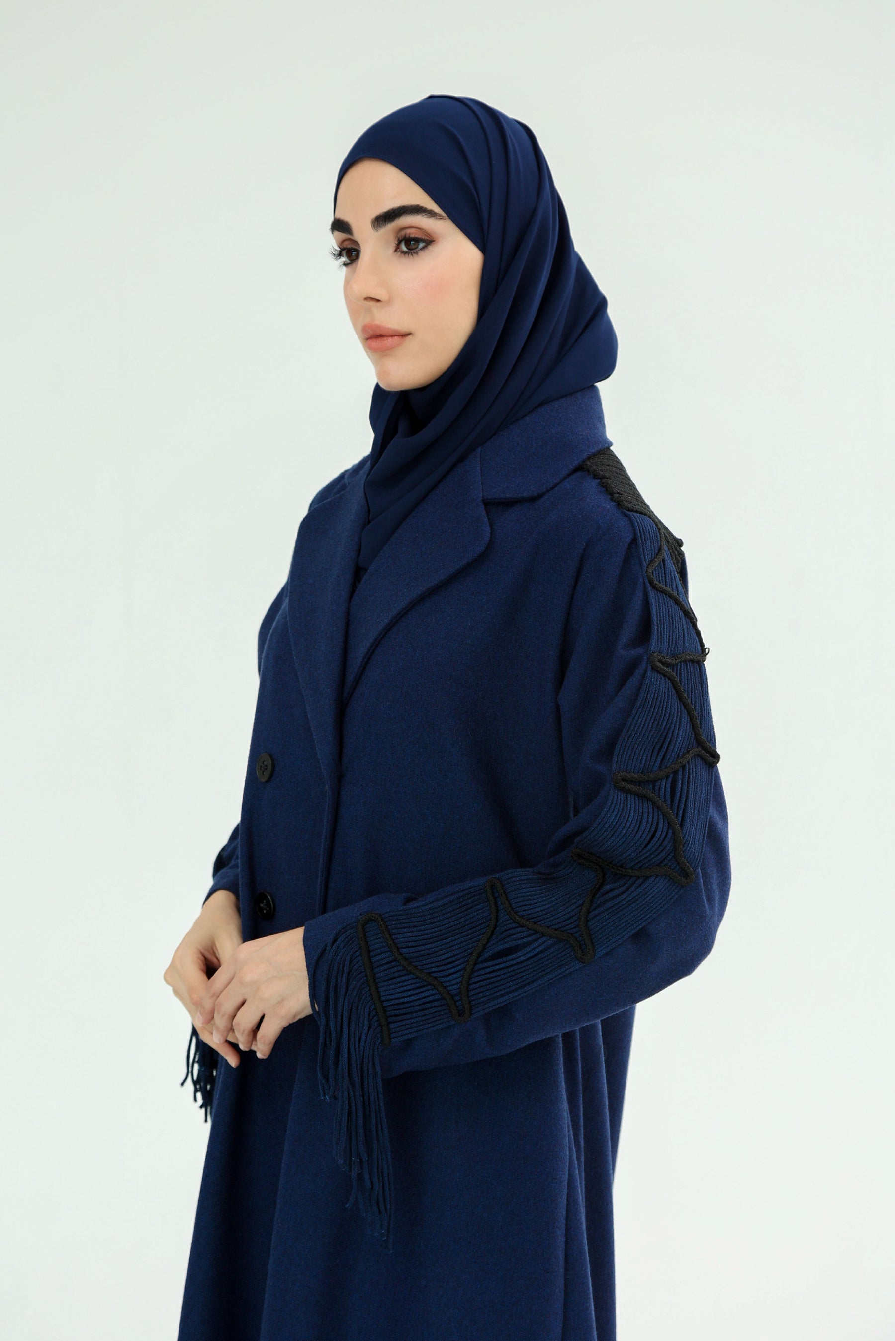 Corded Sleeve Abaya in Night Sky