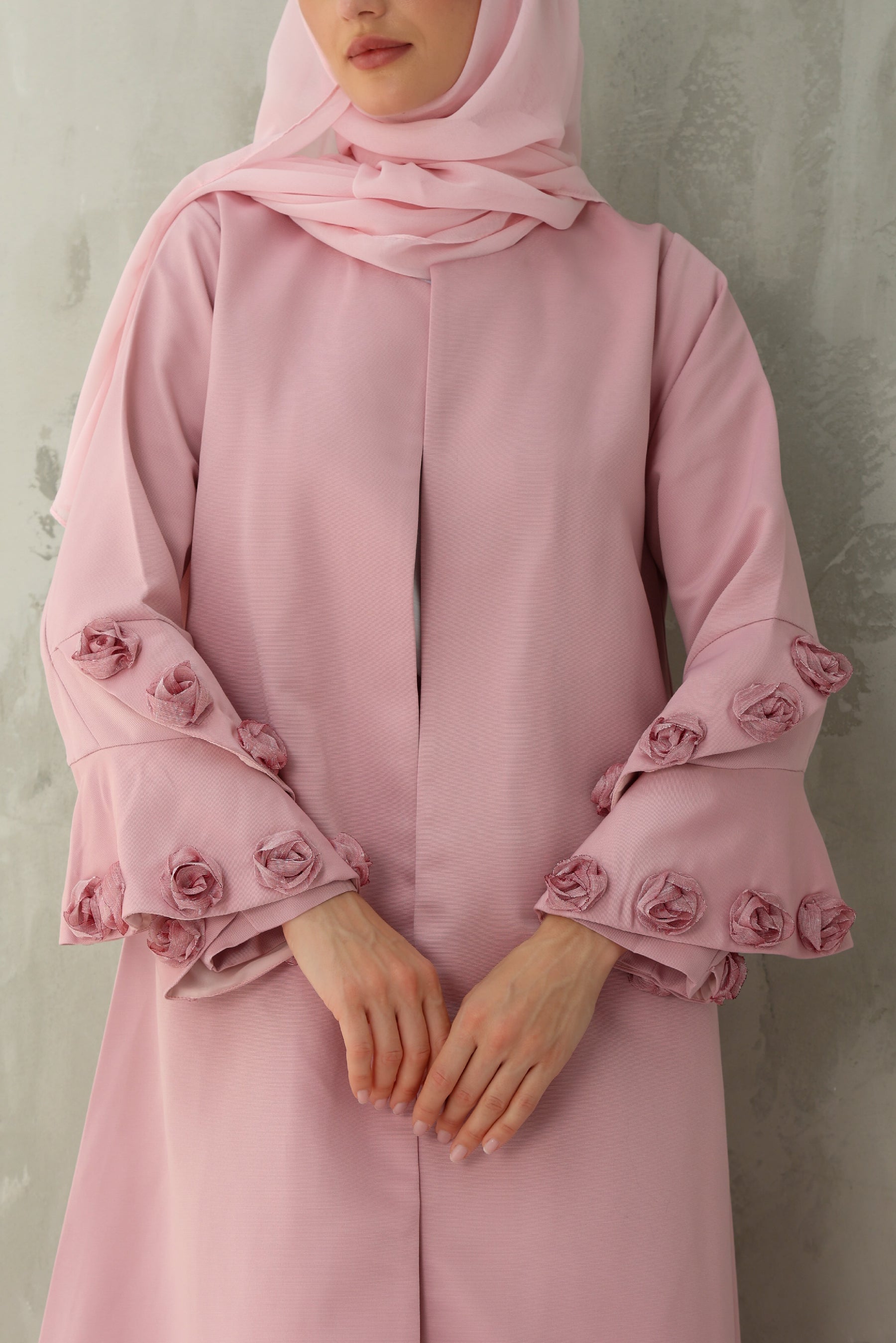Al-Taif Spiral Sleeve Floral Abaya