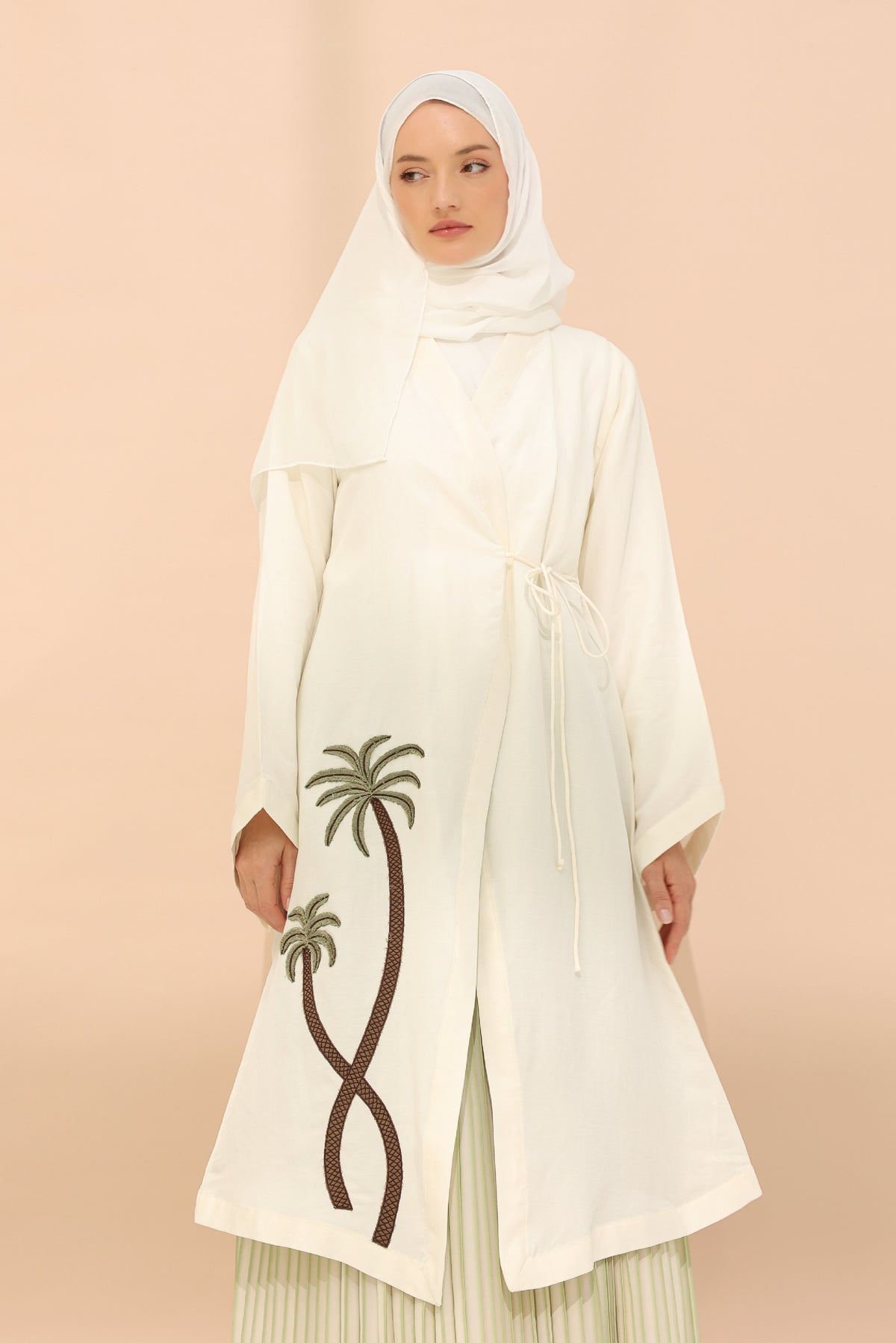 Kimono with Date Palm Embroidery