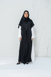 Black Flowy Collar Abaya