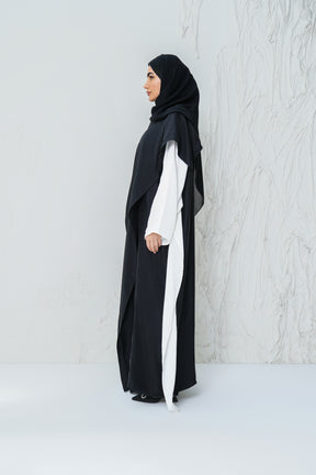 Black Flowy Collar Abaya