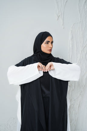 Black Flowy Collar Abaya