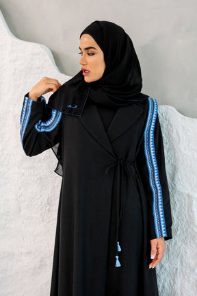 Horse Tooth Sadu Abaya in Midnight