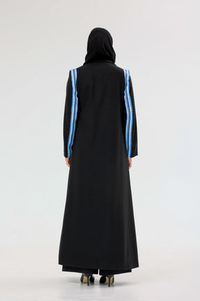 Horse Tooth Sadu Abaya in Midnight