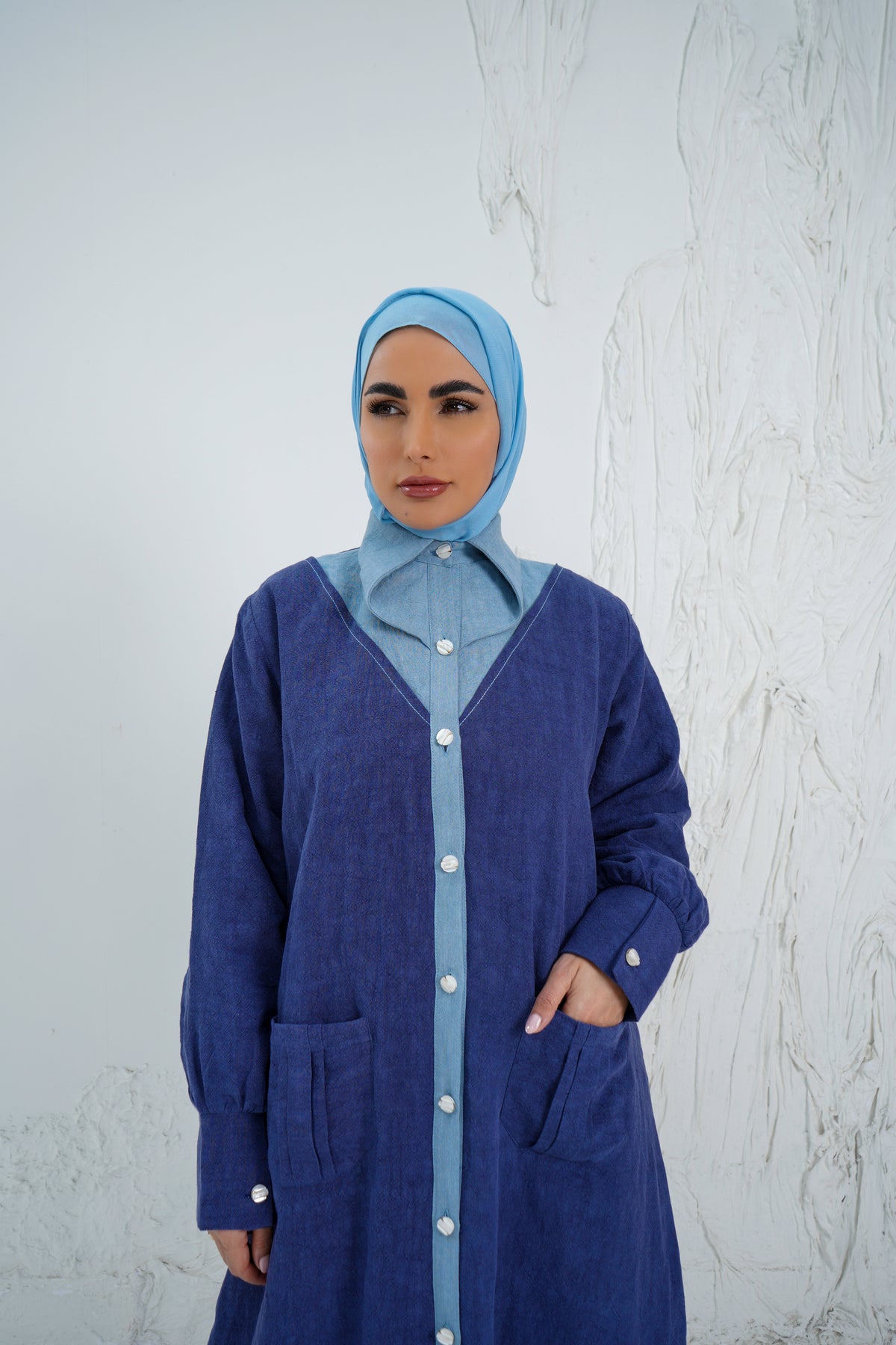 Blue Shirt Abaya
